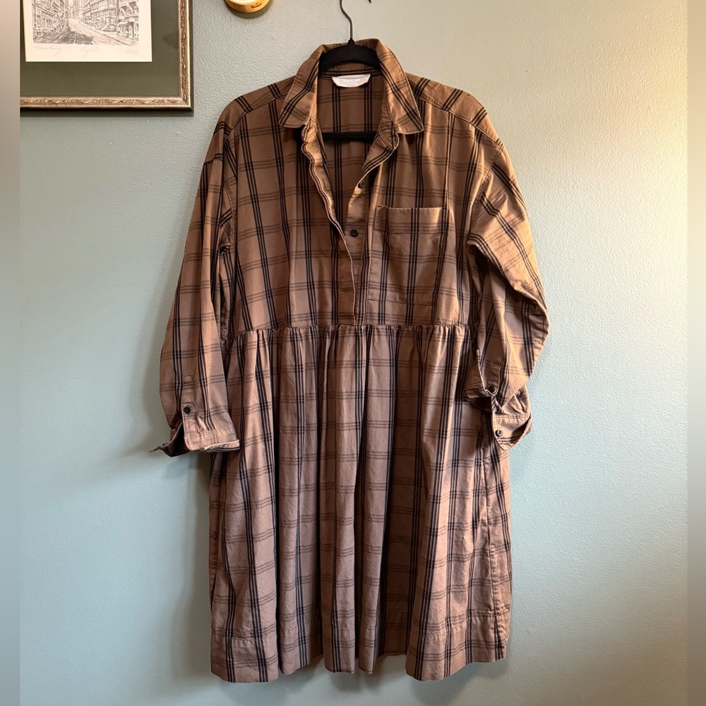 Everlane ‘The Field’ Shirt Dress in Mocha Plaid - Picture 6 of 13